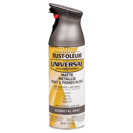 Rust-Oleum Spray Paint, Gunmetal Gray, Flat Metallic, Solvent, 11 oz 353091